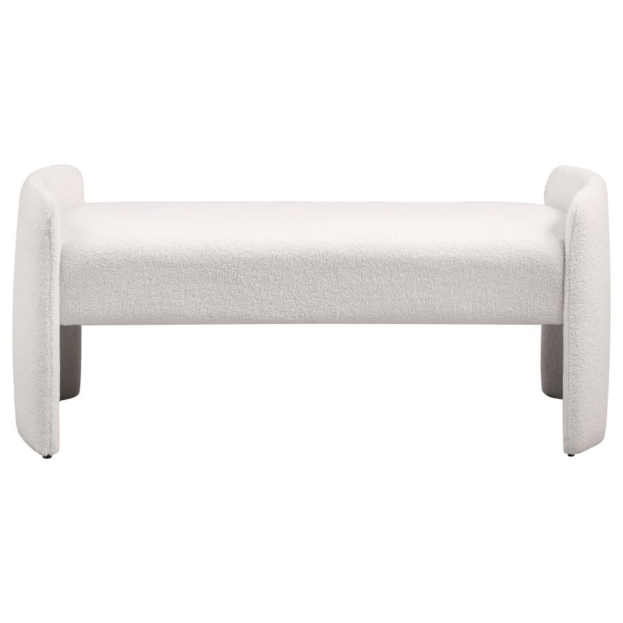 Peoria Velvet Upholstered Accent Bench Ivory view 3