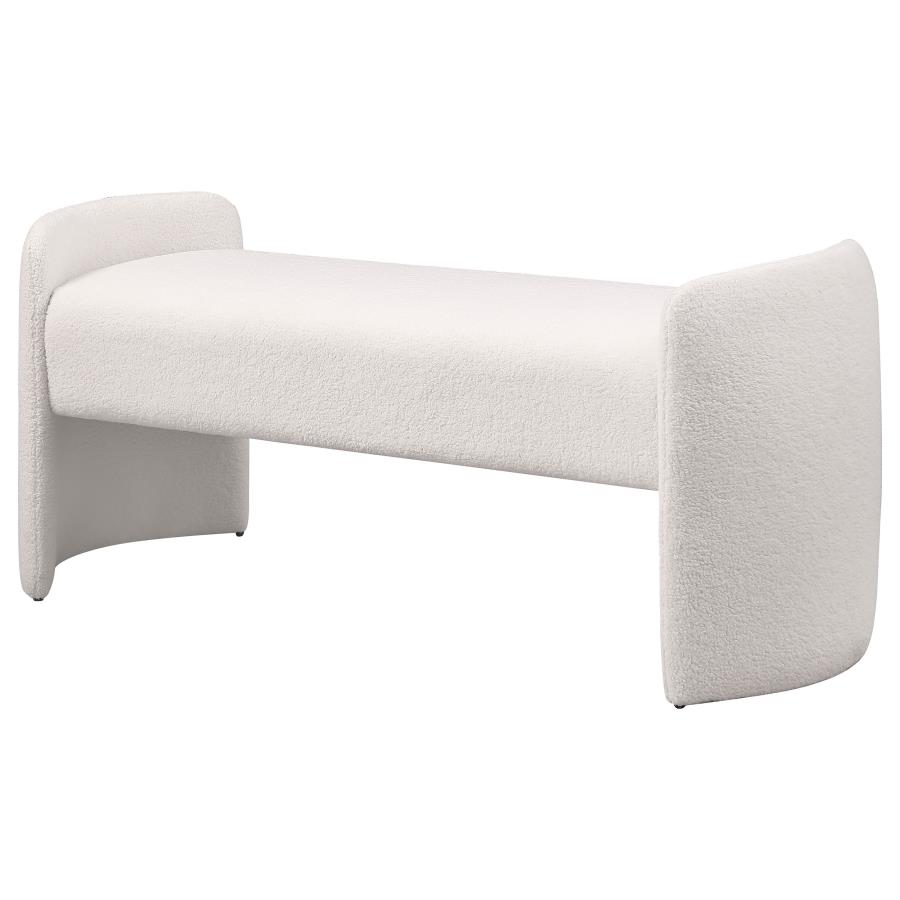 Peoria Velvet Upholstered Accent Bench Ivory view 3