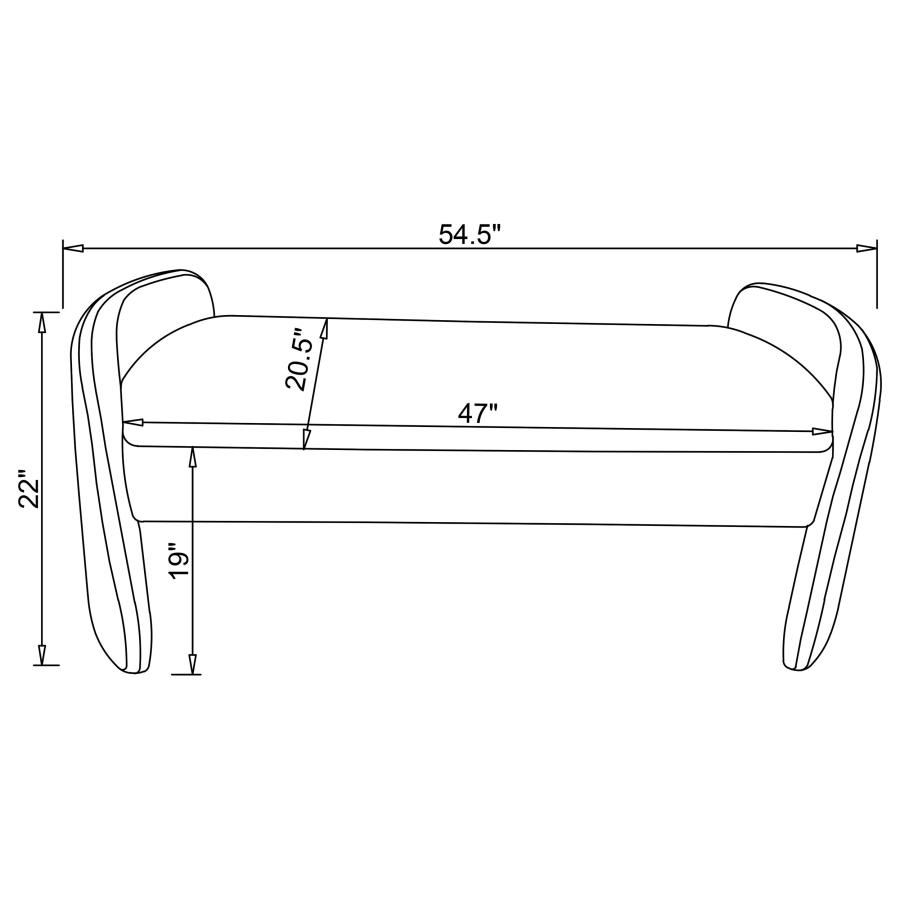 Peoria Velvet Upholstered Accent Bench Ivory view 6