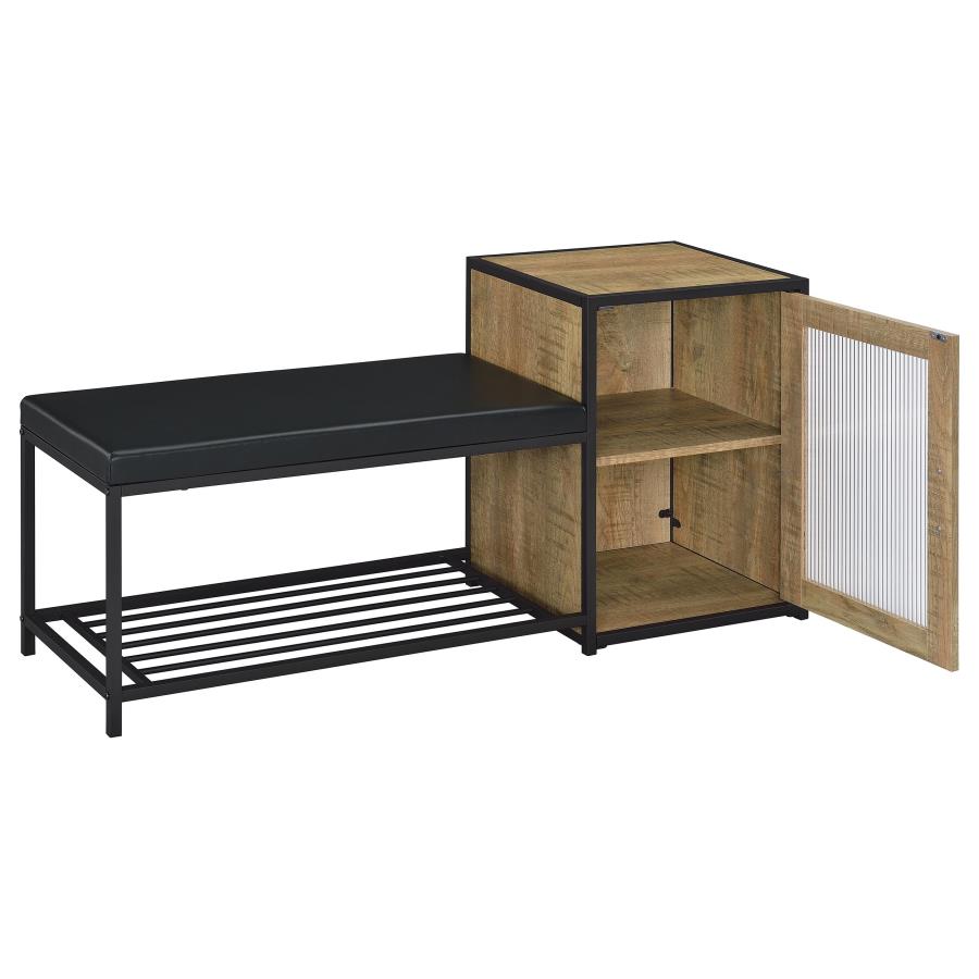 Martino Shoe Storage Entryway Bench with Cabinet Mango and Black view 3