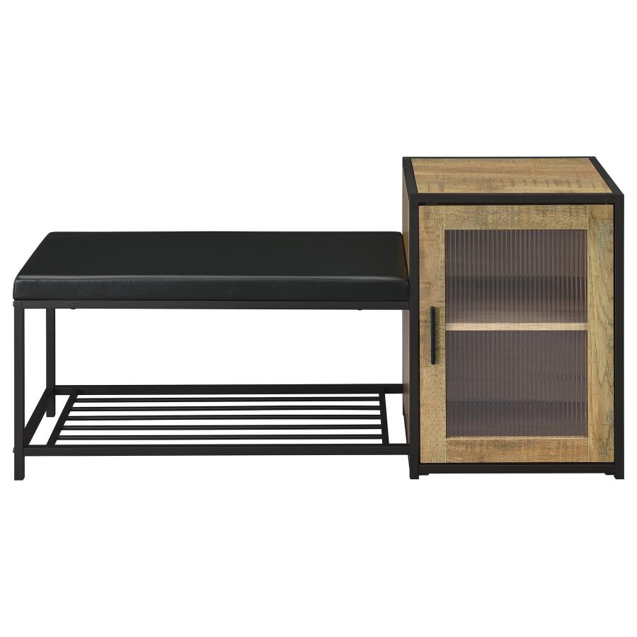 Martino Shoe Storage Entryway Bench with Cabinet Mango and Black view 4