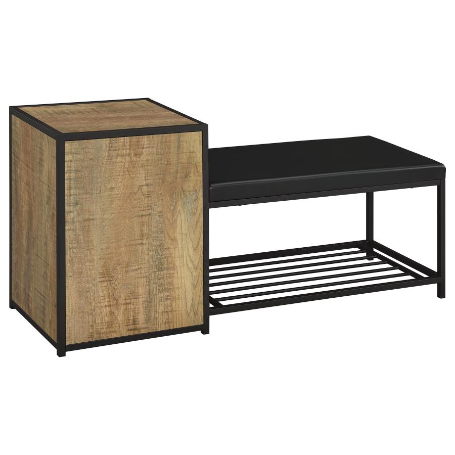 Martino Shoe Storage Entryway Bench with Cabinet Mango and Black view 6