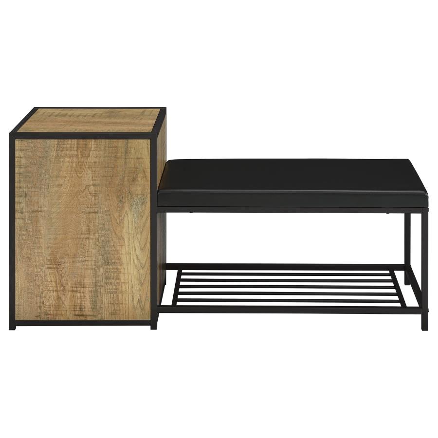 Martino Shoe Storage Entryway Bench with Cabinet Mango and Black view 7