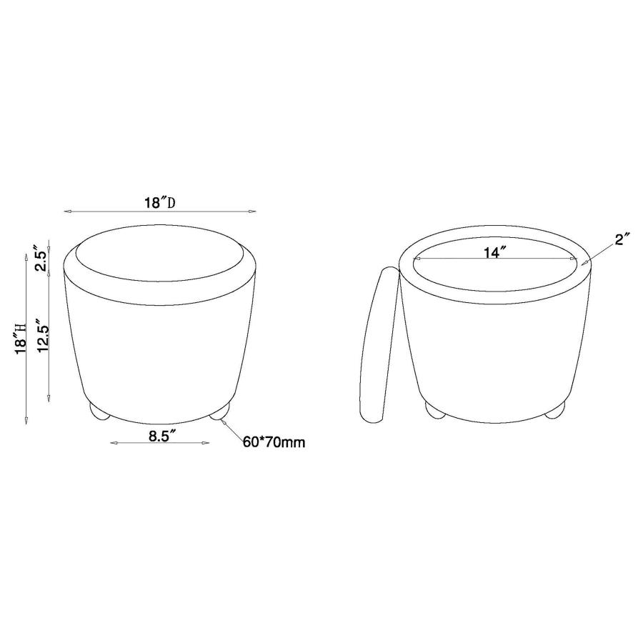 Valia Faux Sheepskin Upholstered Round Storage Ottoman Black view 6