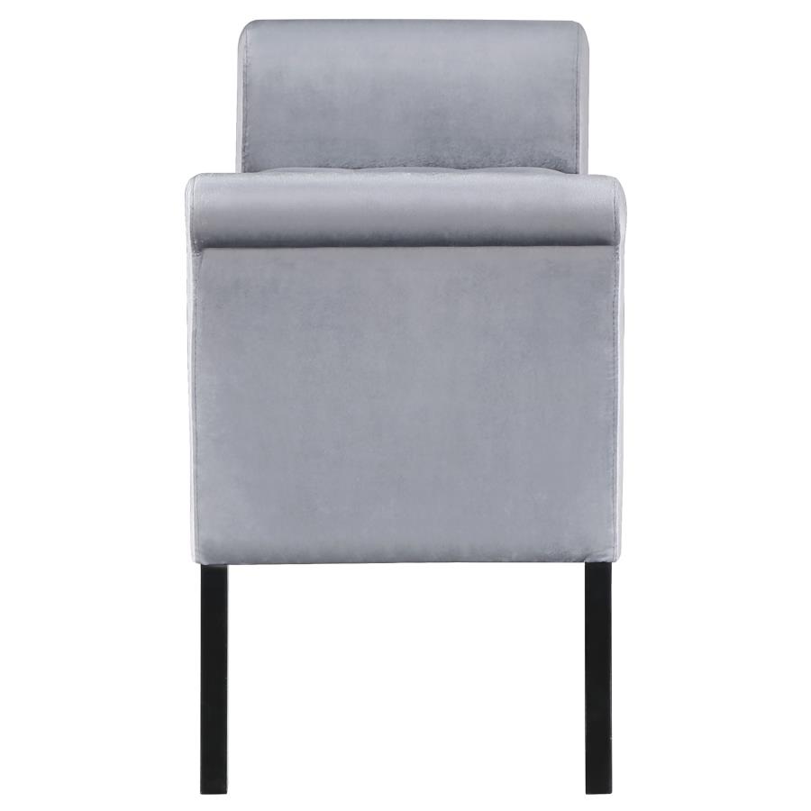 Farrah Velvet Upholstered Rolled Arm Storage Bench Silver view 6