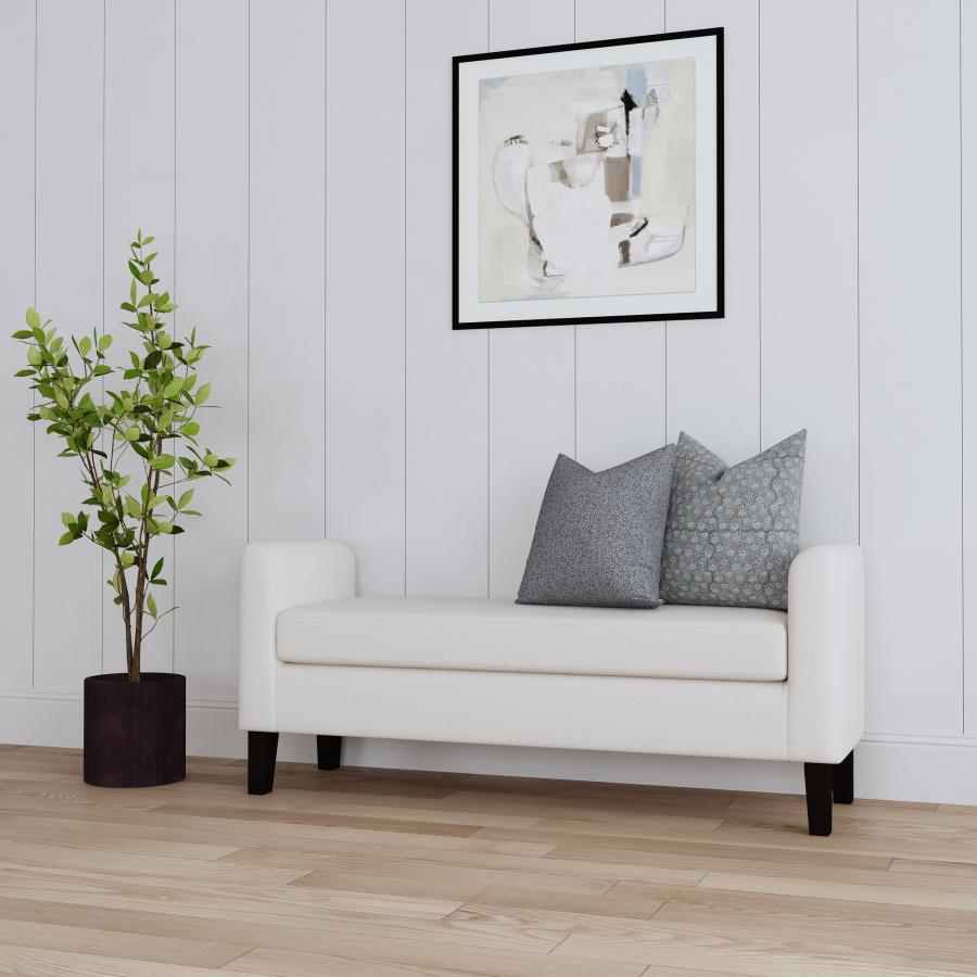 Rex Fabric Upholstered Accent Bench with Armrests Vanilla view 2