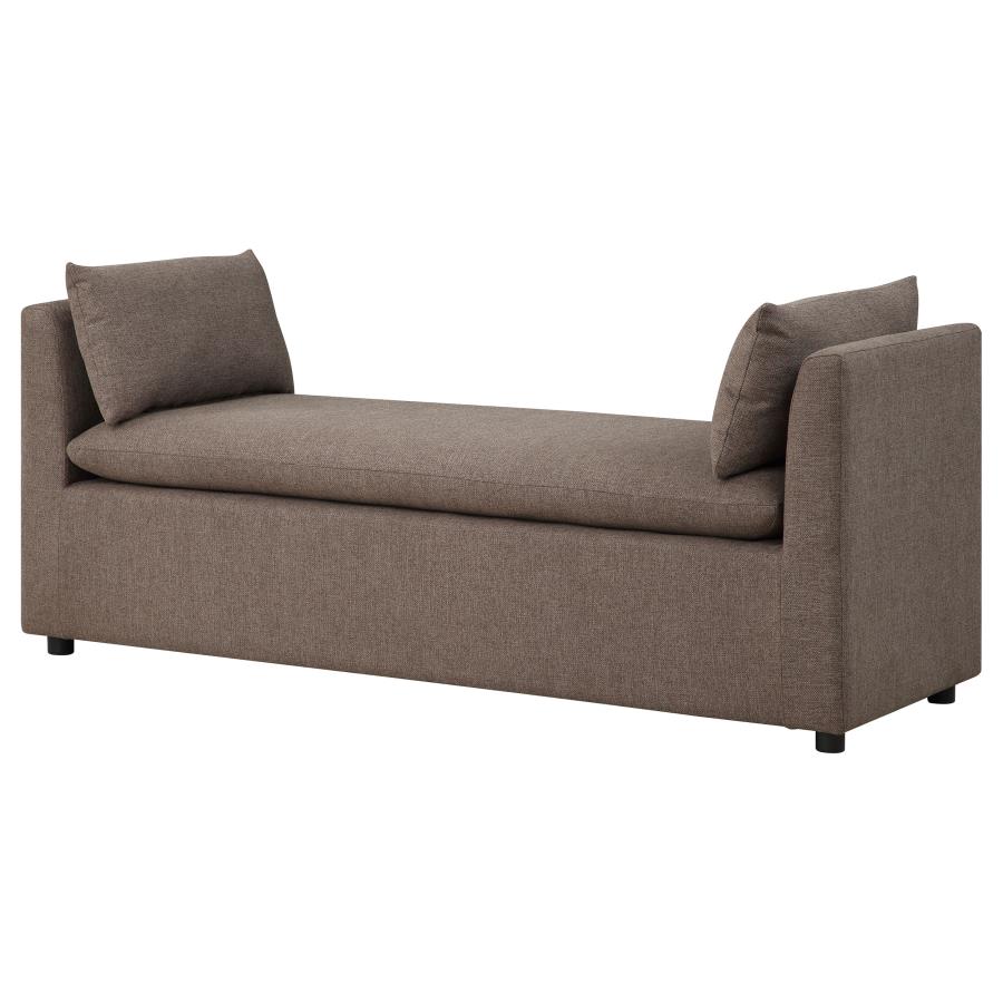 Robin Upholstered Accent Bench with Armrests Brown view 4