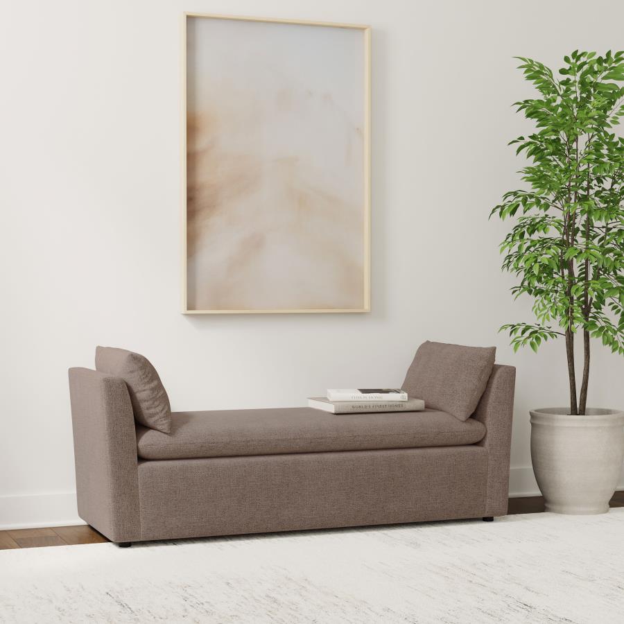 Robin Upholstered Accent Bench with Armrests Brown view 2
