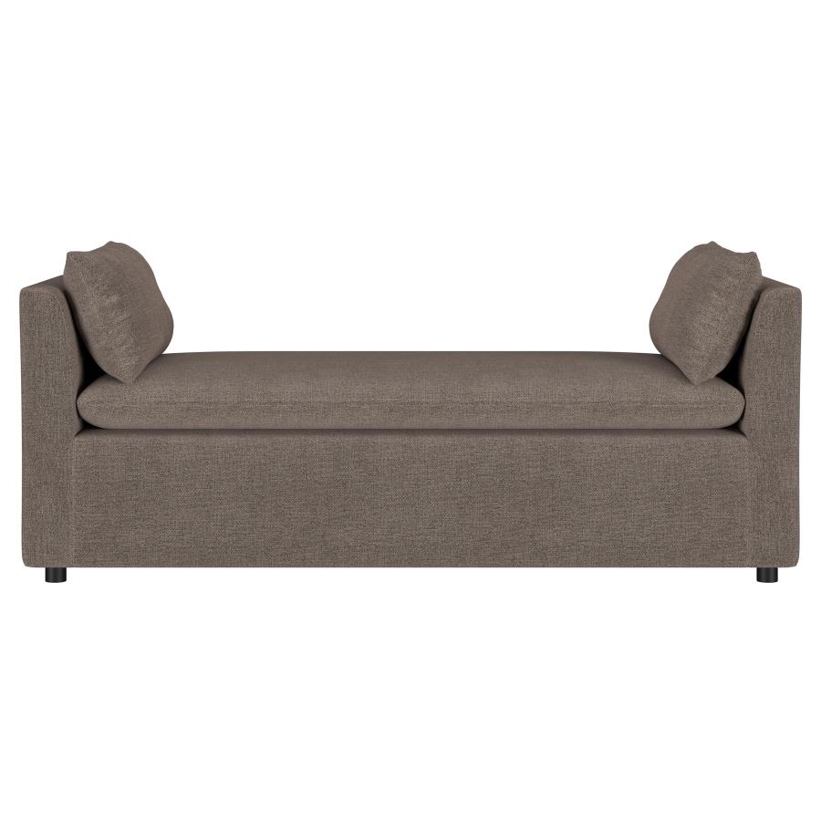 Robin Upholstered Accent Bench with Armrests Brown view 3