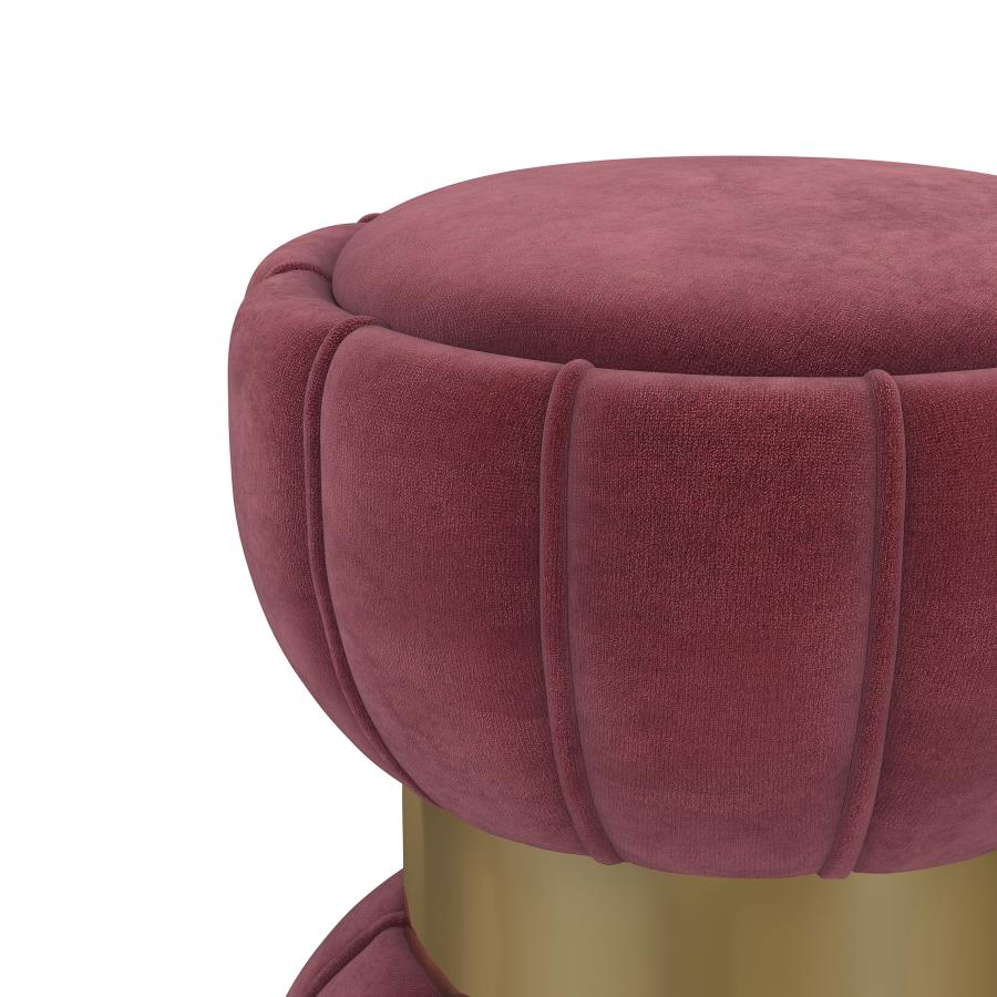 Sora Round Upholstered Ottoman Berry view 4