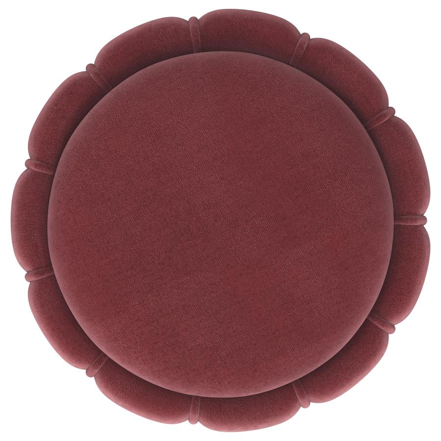 Sora Round Upholstered Ottoman Berry view 3
