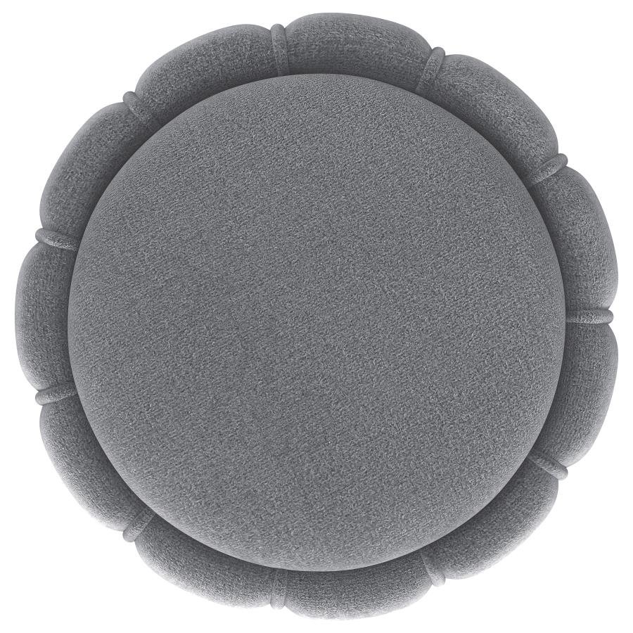 Sora Round Upholstered Ottoman Grey view 3