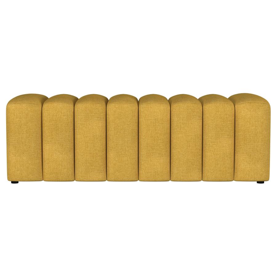 Summer Fabric Upholstered Tufted Accent Bench Mustard Yellow view 3