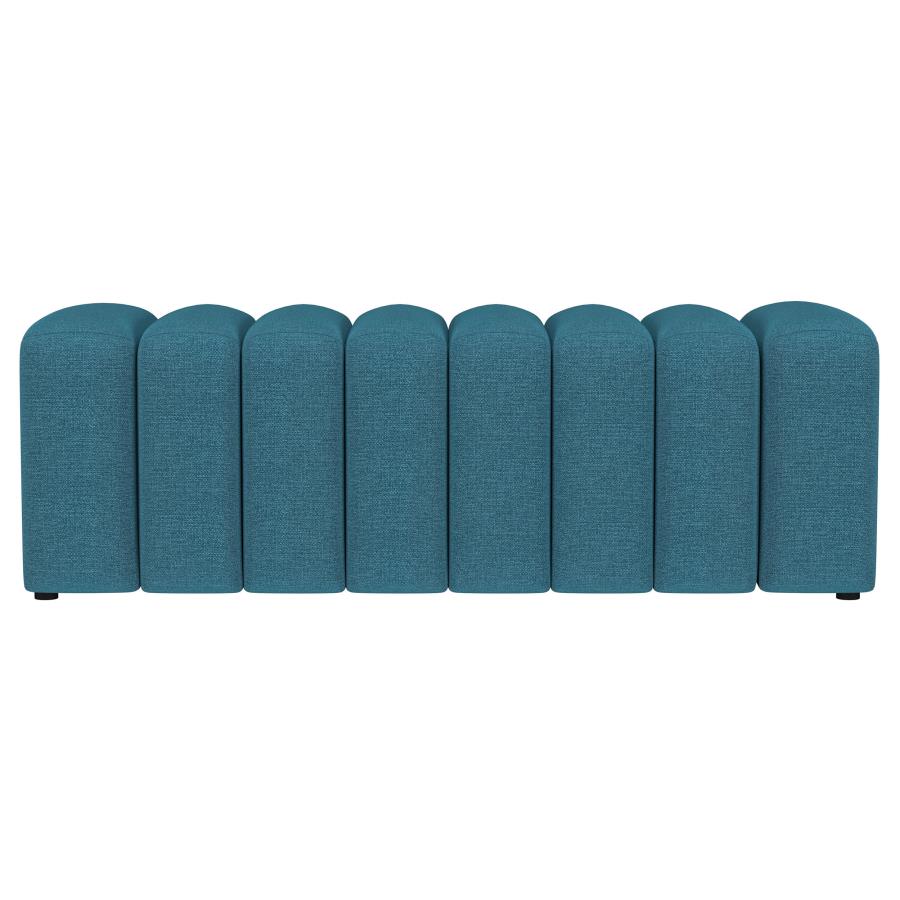 Summer Fabric Upholstered Tufted Accent Bench Peacock Blue view 3