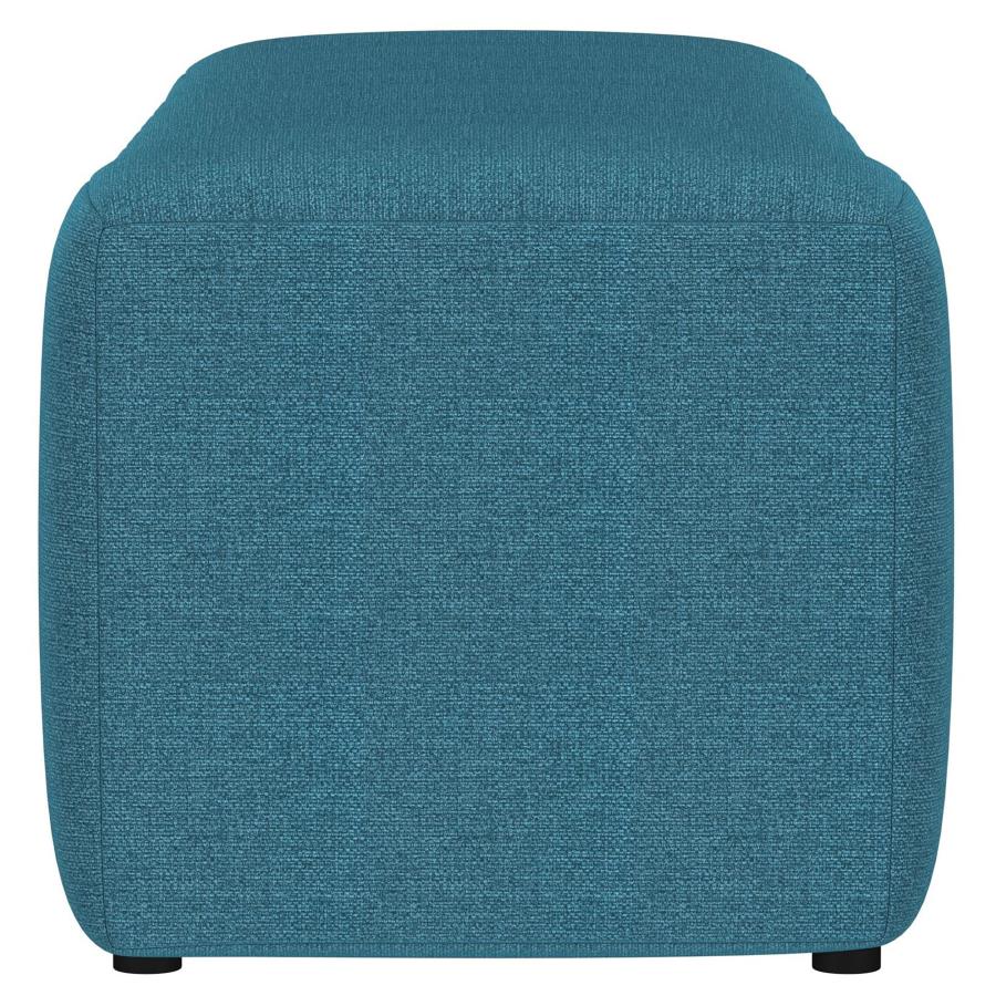 Summer Fabric Upholstered Tufted Accent Bench Peacock Blue view 5