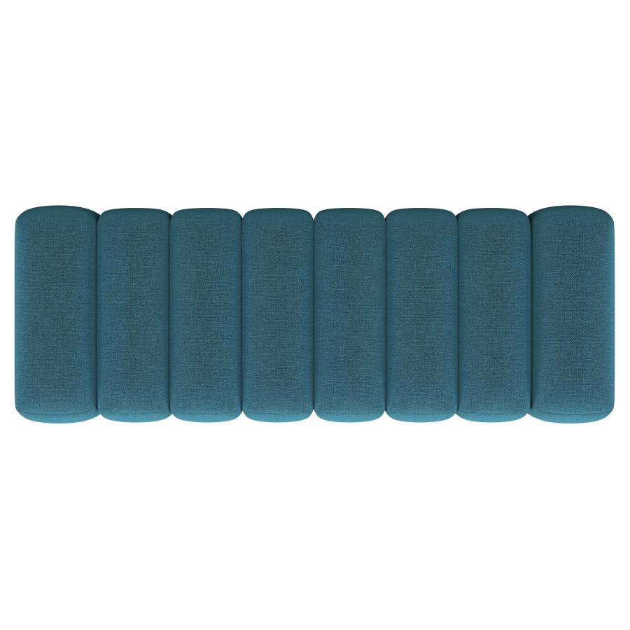 Summer Fabric Upholstered Tufted Accent Bench Peacock Blue view 6
