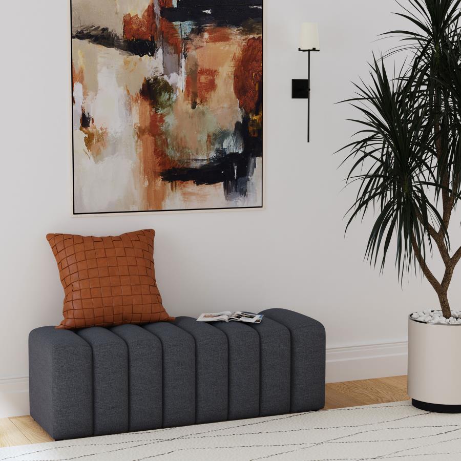 Summer Fabric Upholstered Tufted Accent Bench Charcoal view 2