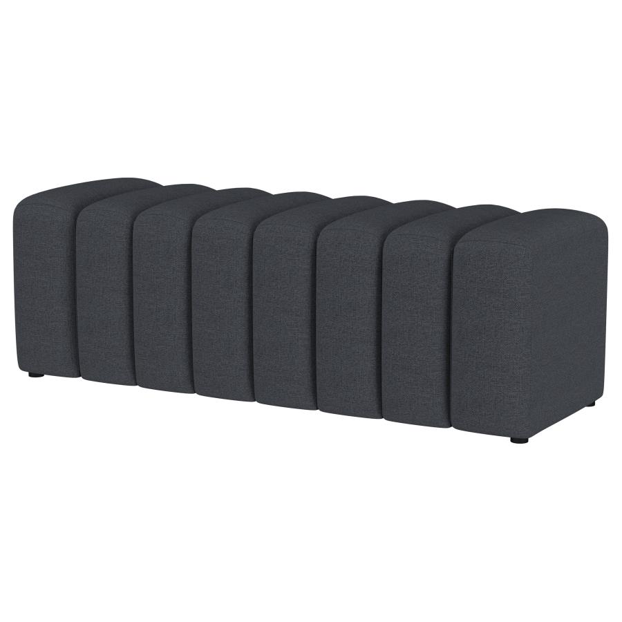 Summer Fabric Upholstered Tufted Accent Bench Charcoal view 4
