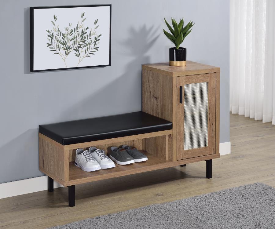 Teller 1-door Entryway Shoe Storage Bench Natural Oak view 2