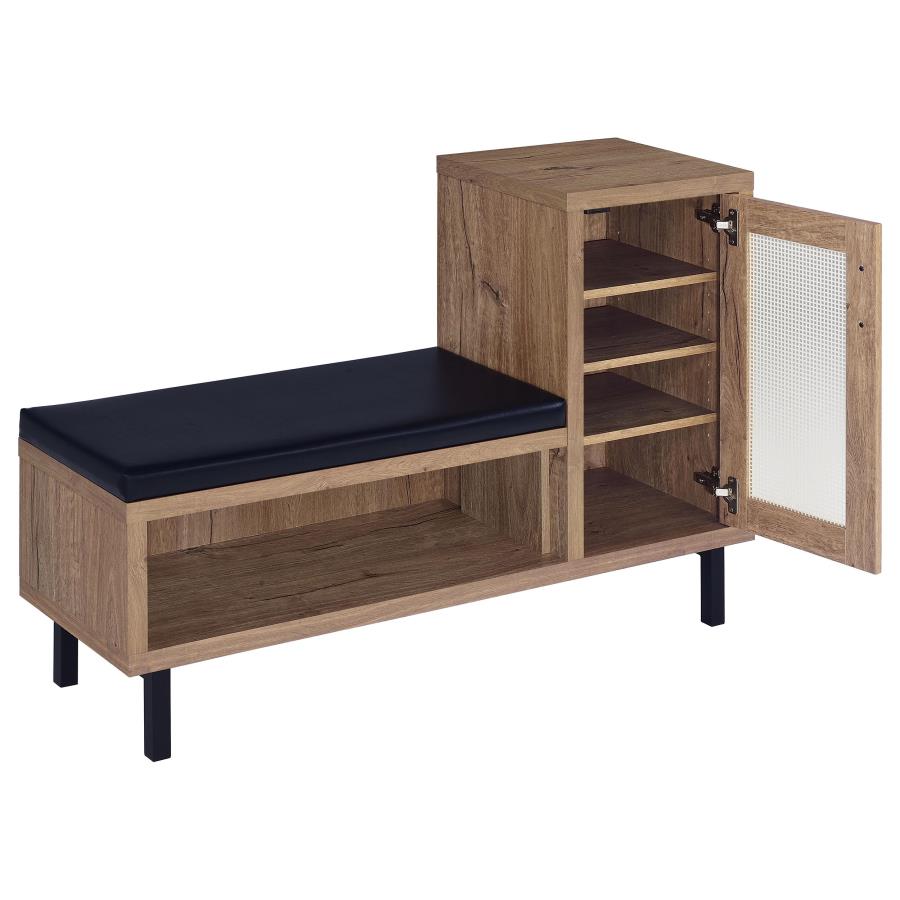 Teller 1-door Entryway Shoe Storage Bench Natural Oak view 3