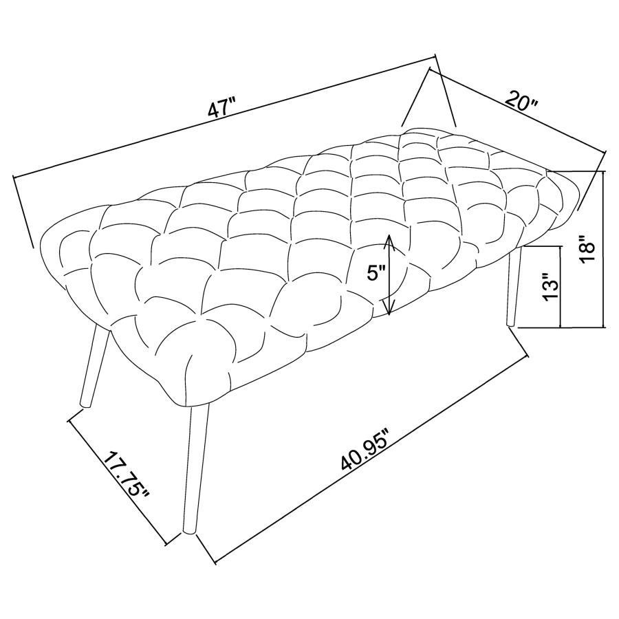 Ella Upholstered Tufted Bench Stainless Steel Legs Ivory view 6
