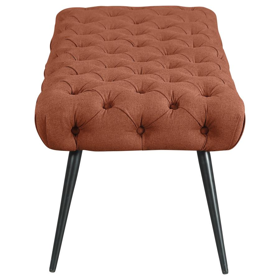 Ella Upholstered Tufted Bench Metal Legs Rust view 4