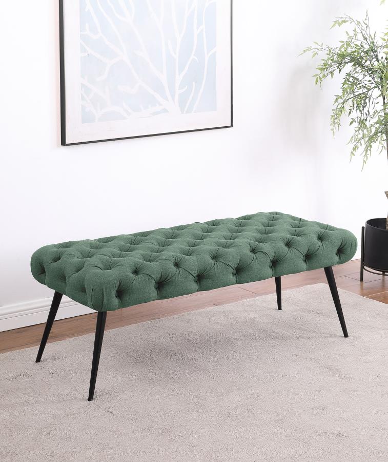 Ella Upholstered Tufted Bench Metal Legs Teal view 2
