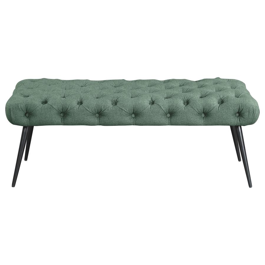Ella Upholstered Tufted Bench Metal Legs Teal view 3