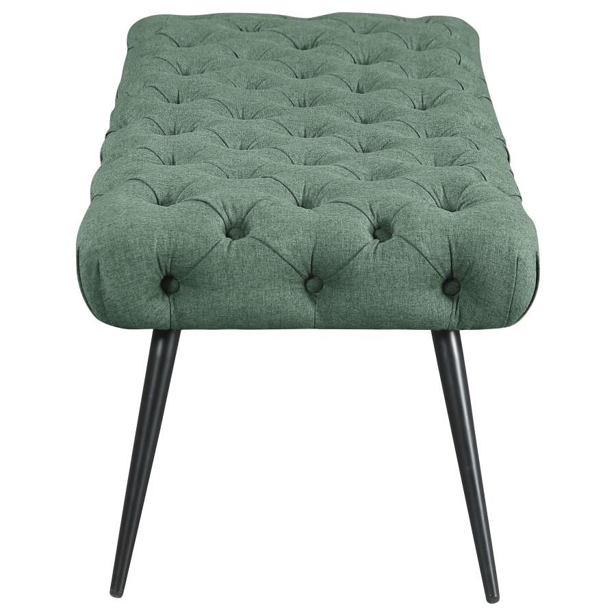 Ella Upholstered Tufted Bench Metal Legs Teal view 4