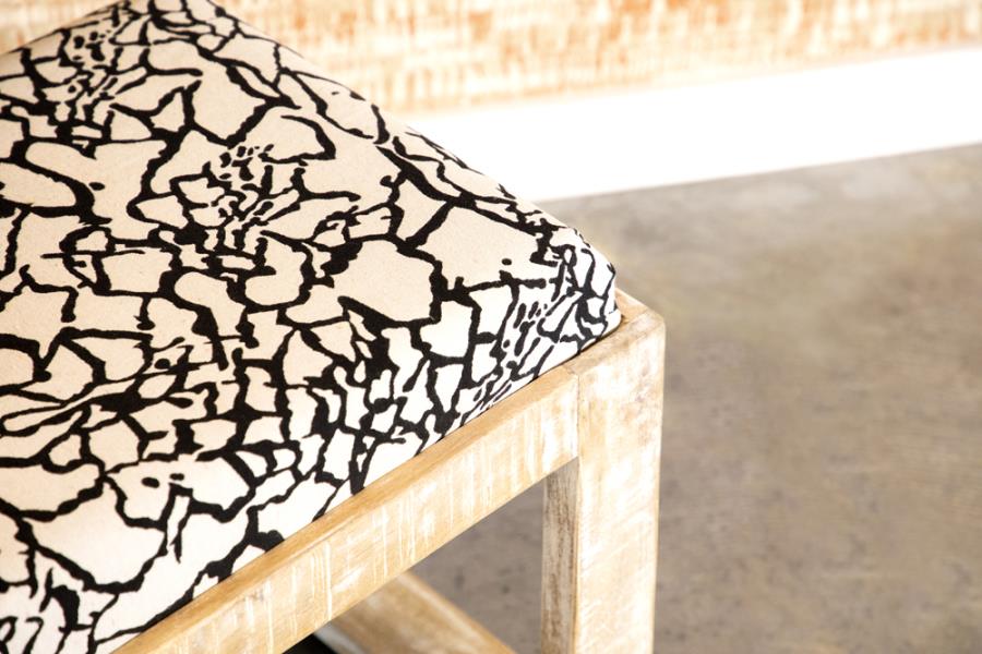 Aiden Fabric Upholstered Accent Bench Distressed White view 4