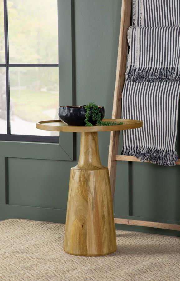 Ixia Round Solid Mango Wood Accent Side Table Natural view 2