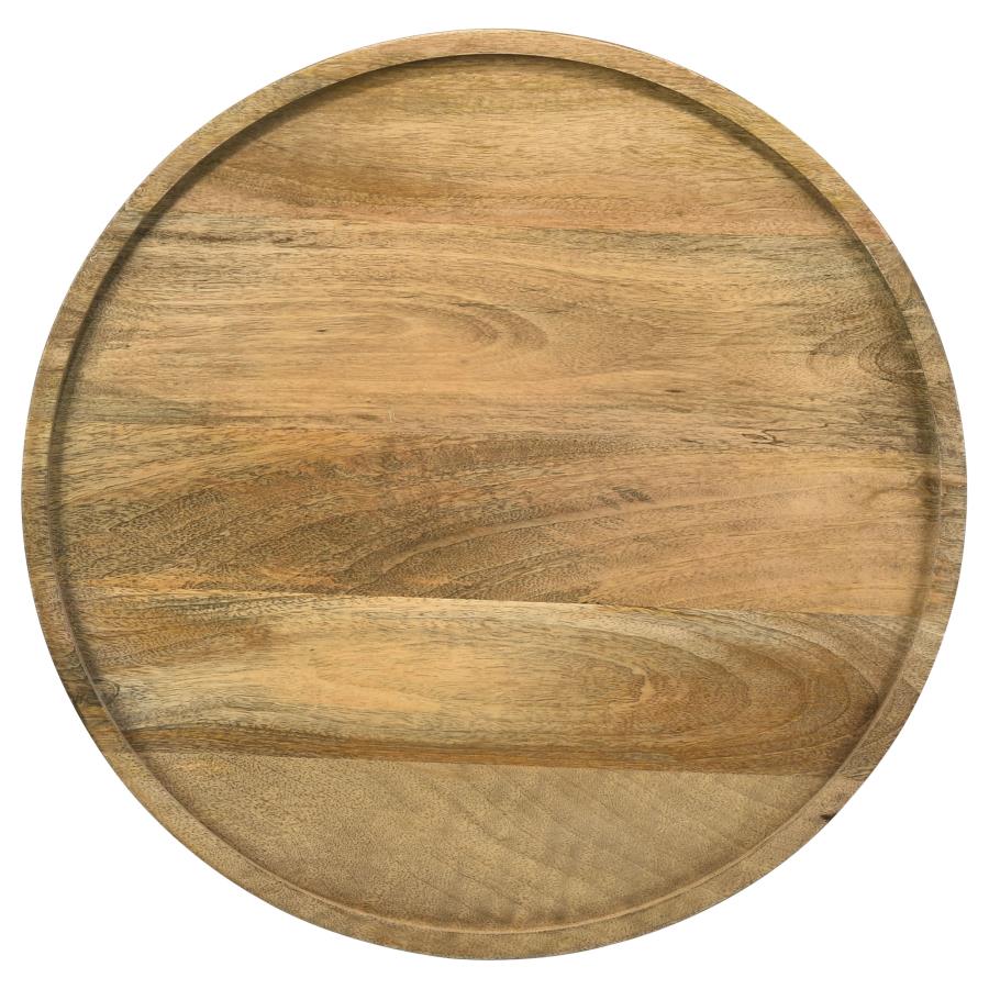 Ixia Round Solid Mango Wood Accent Side Table Natural view 3