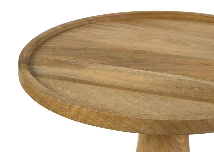 Ixia Round Solid Mango Wood Accent Side Table Natural view 4