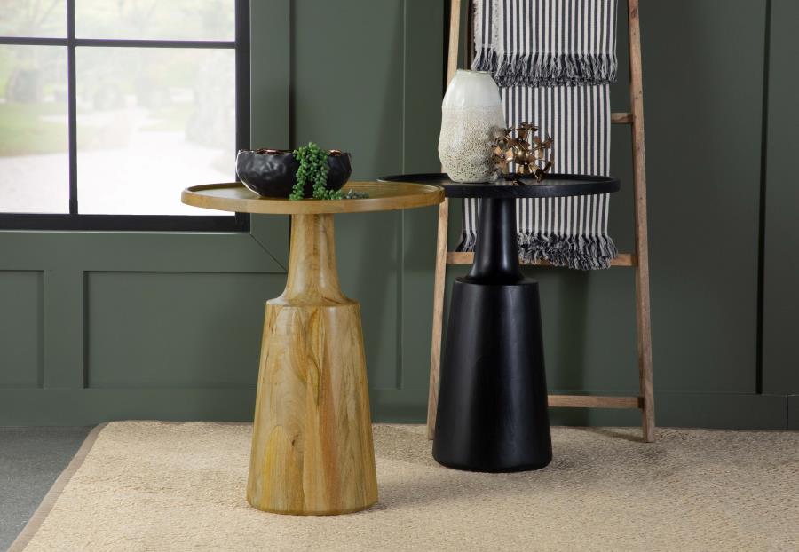 Ixia Round Solid Mango Wood Accent Side Table Natural view 6