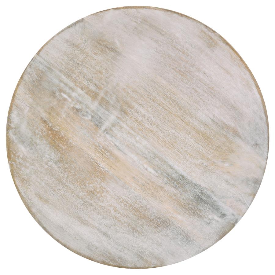 Dianella Round Pedestal Base Accent Side Table White Washed view 3