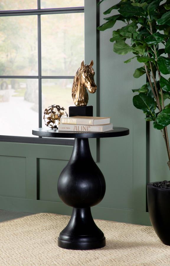 Dianella Round Pedestal Base Accent Side Table Black Stain view 2
