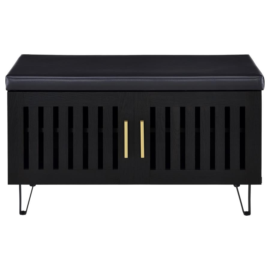 Brixton 2-door Padded Entryway Shoe Storage Bench Black view 4