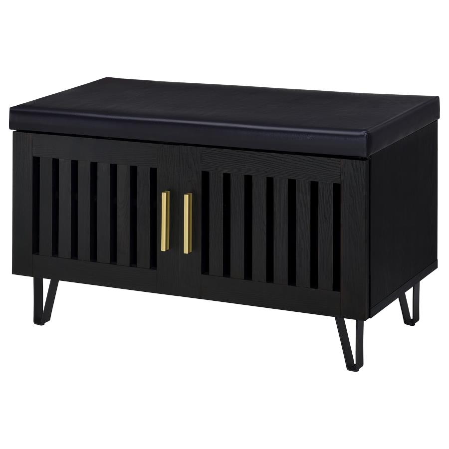 Brixton 2-door Padded Entryway Shoe Storage Bench Black view 5
