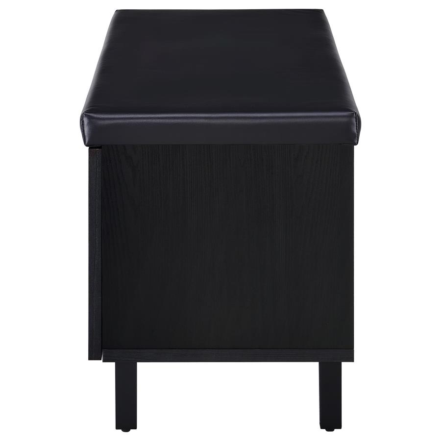 Brixton 2-door Padded Entryway Shoe Storage Bench Black view 6
