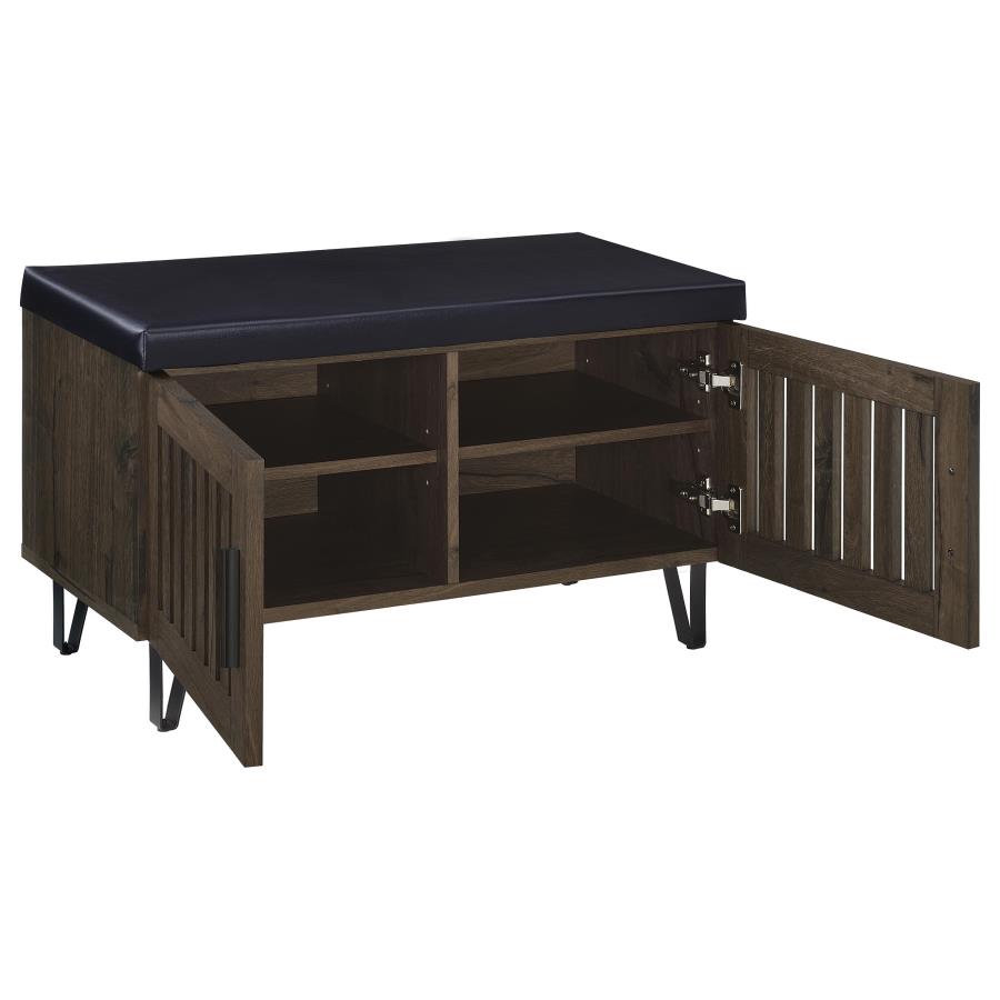 Brixton 2-door Padded Entryway Shoe Storage Bench Smoked Oak view 3