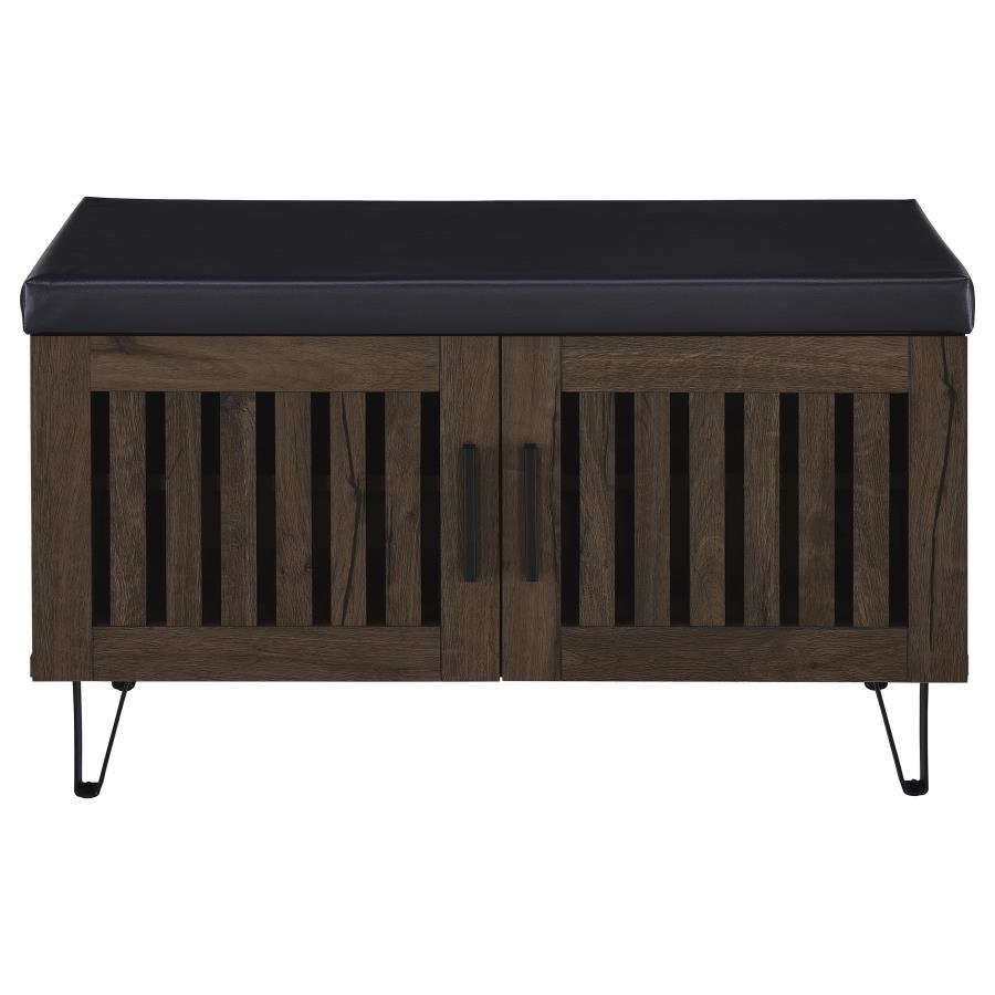 Brixton 2-door Padded Entryway Shoe Storage Bench Smoked Oak view 4