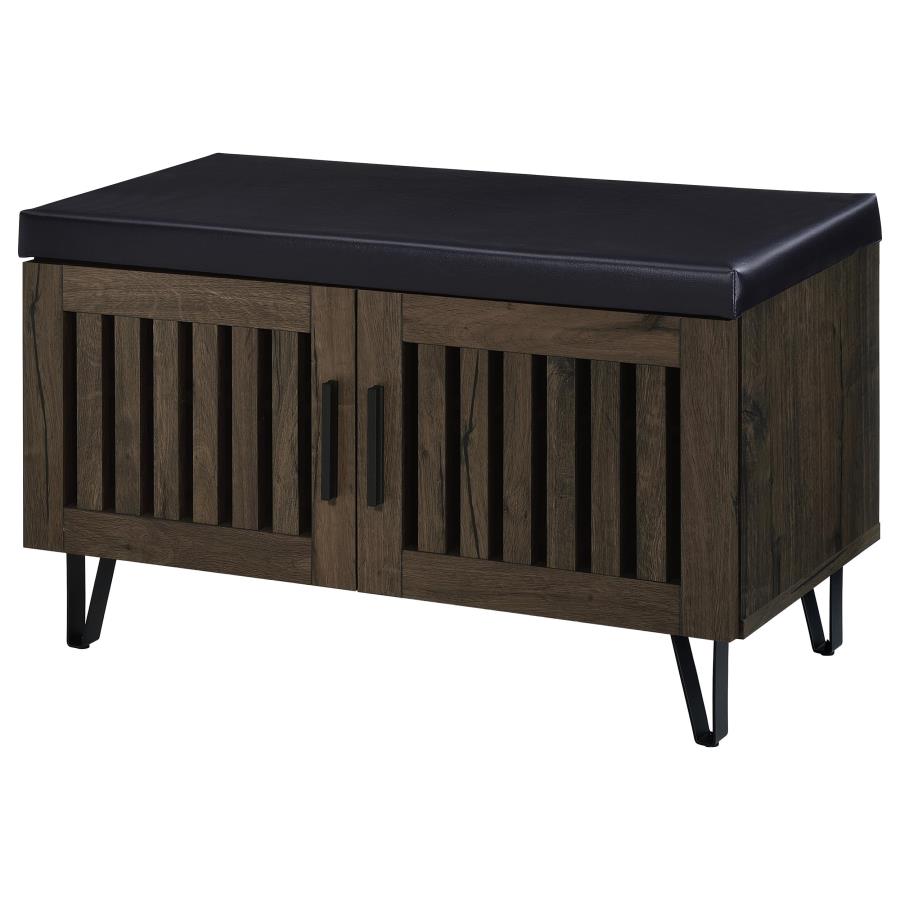 Brixton 2-door Padded Entryway Shoe Storage Bench Smoked Oak view 5