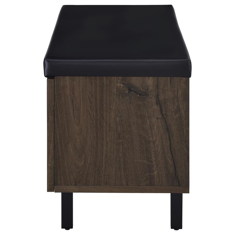 Brixton 2-door Padded Entryway Shoe Storage Bench Smoked Oak view 6