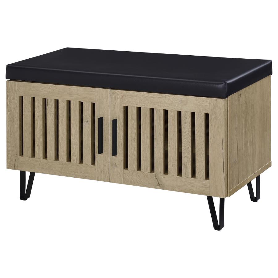 Brixton 2-door Padded Entryway Shoe Storage Bench White Oak view 5