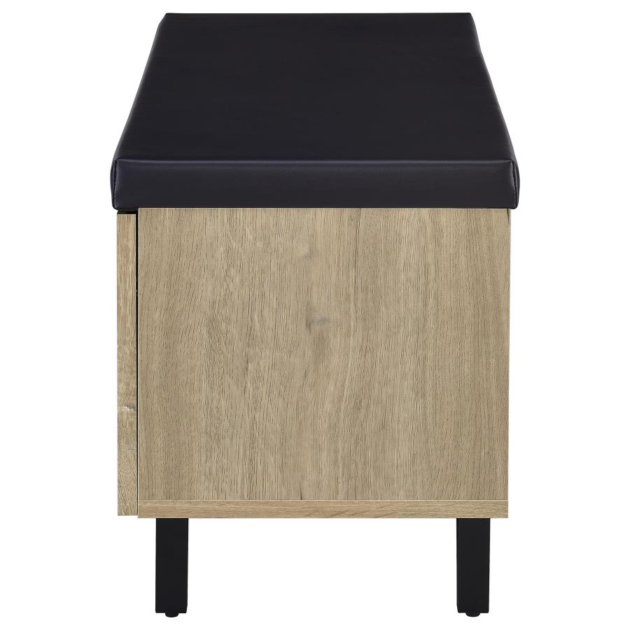 Brixton 2-door Padded Entryway Shoe Storage Bench White Oak view 6