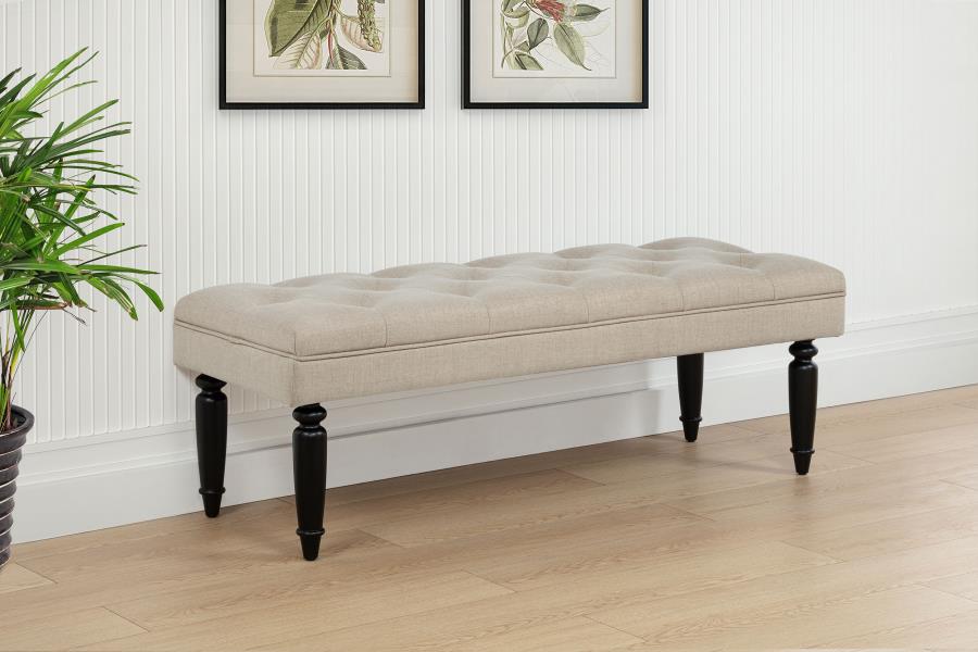 Marsha 52-inch Upholstered Entryway Accent Bench Latte view 2