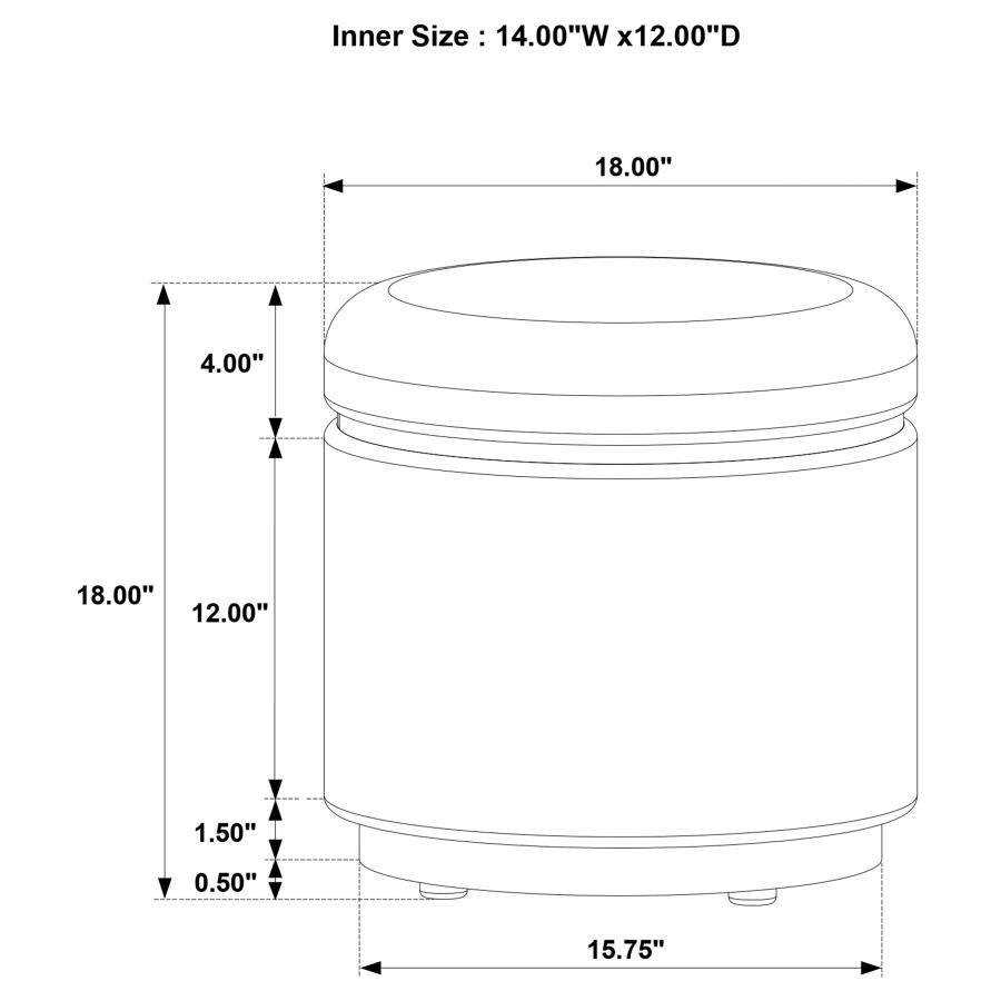 Remuda Boucle Upholstered Round Storage Ottoman Ivory view 6