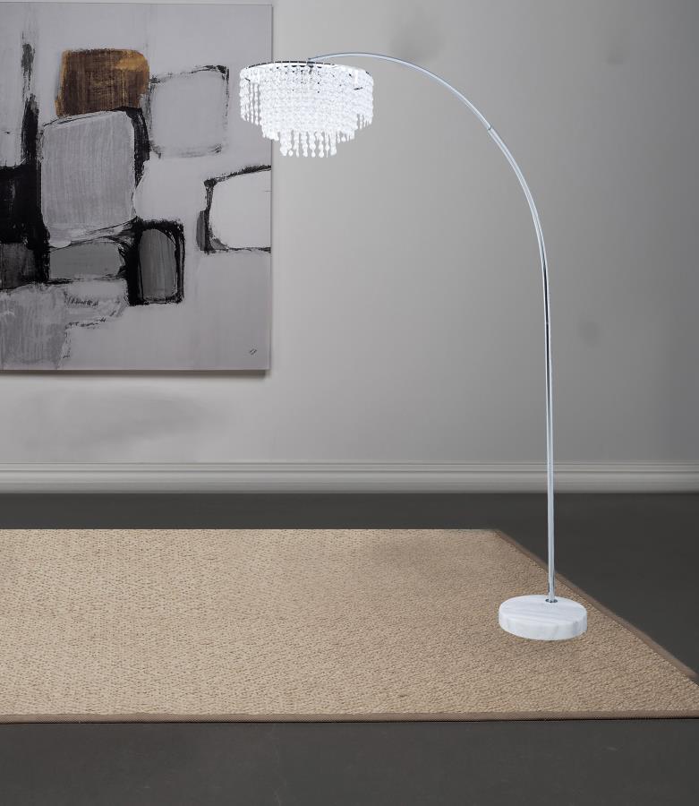 Shirley 86-inch Hanging Crystal Arc Metal Floor Lamp Chrome view 2