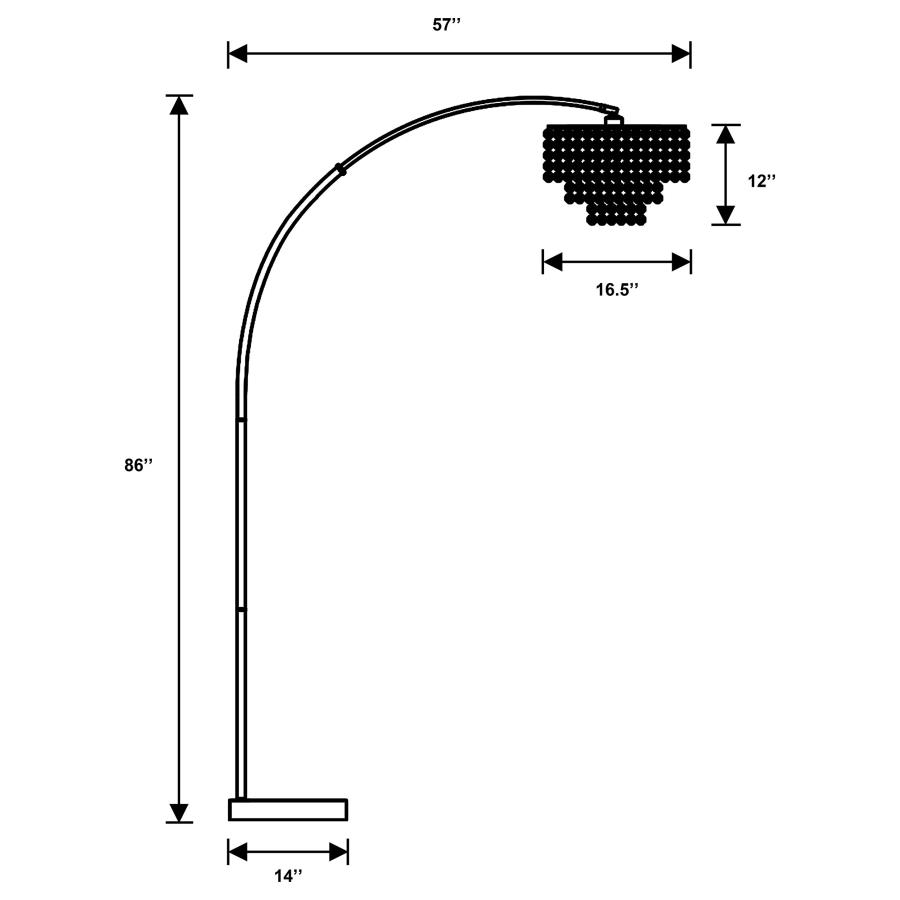 Shirley 86-inch Hanging Crystal Arc Metal Floor Lamp Chrome view 3