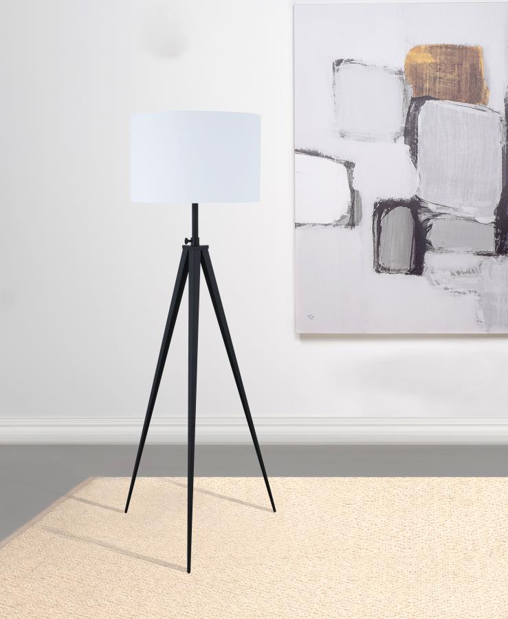 Harrington 60-inch Drum Shade Metal Tripod Floor Lamp Black view 2